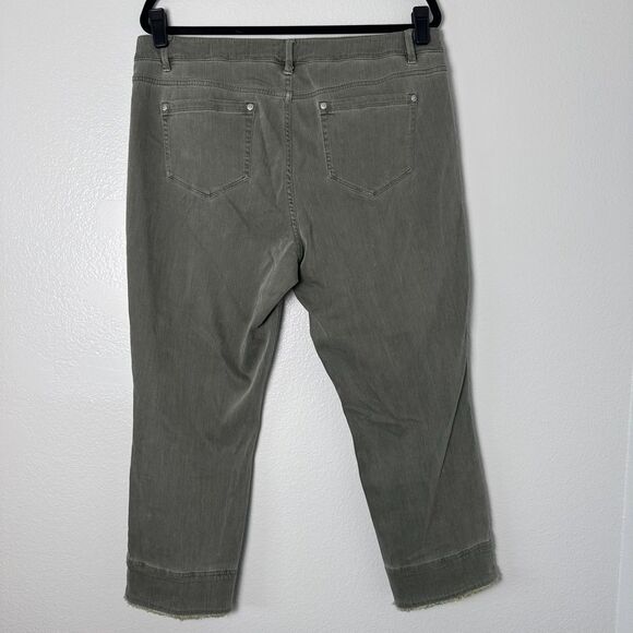 J. Jill Womens Jean Size 14 Authentic Fit Cropped Raw Hem Stretch Denim Olive - Picture 3 of 13